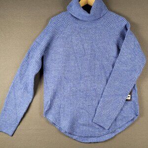 Kuhl Sienna Sweater Waffle Knit Blue Cowl Neck